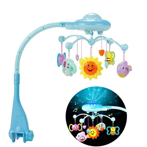 Baby Rattles Mobiles Toy Holder Rotating Crib Bed Bell With 50 Music Projection